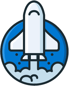 A space shuttle icon representing our development services.