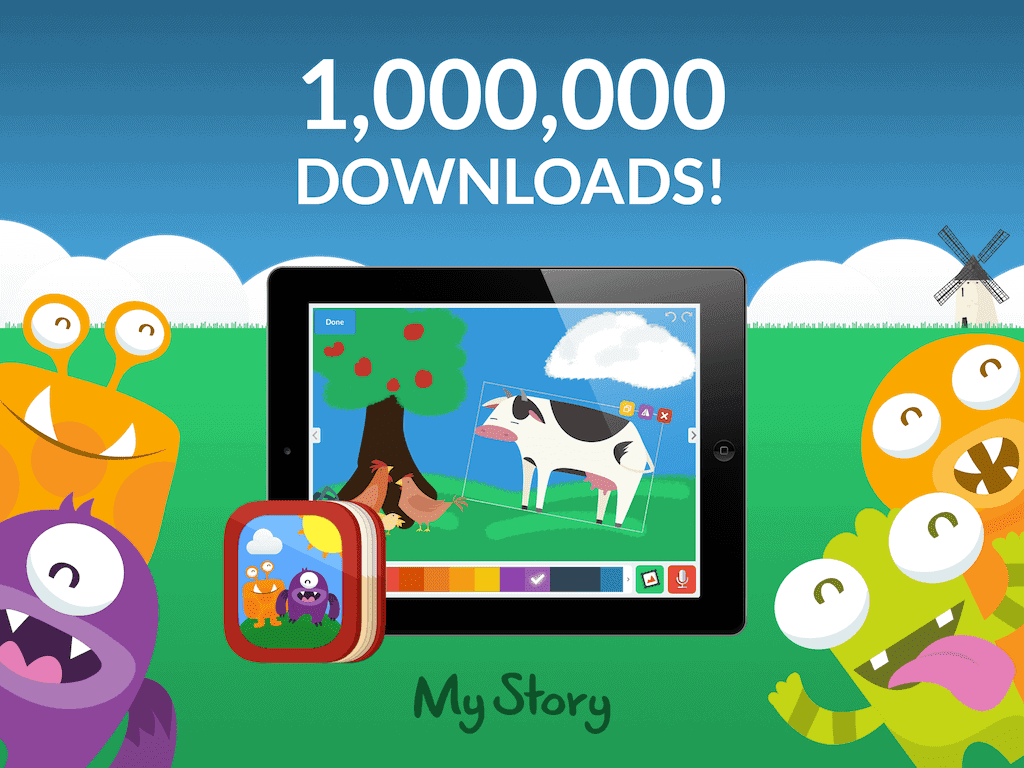 The MyStory app with the words one million downloads!