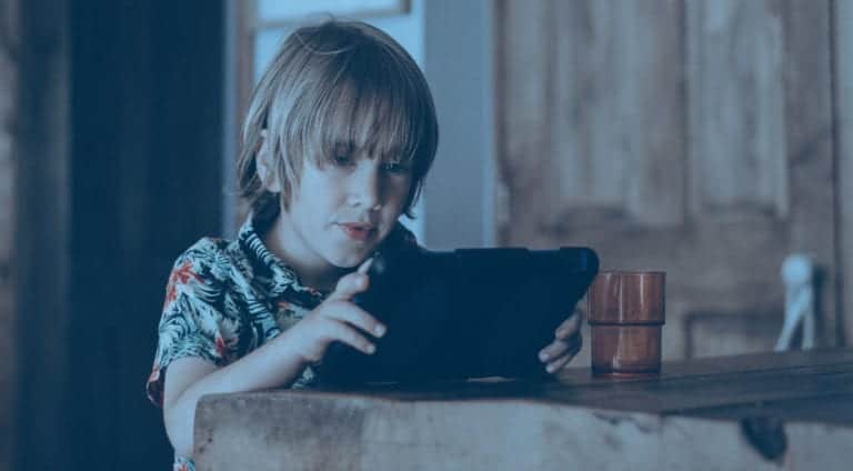 A boy on a tablet