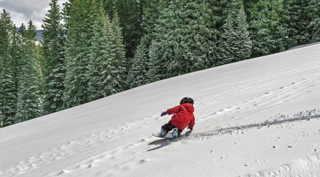 A snowboarder wearing a Patagonia jacket.