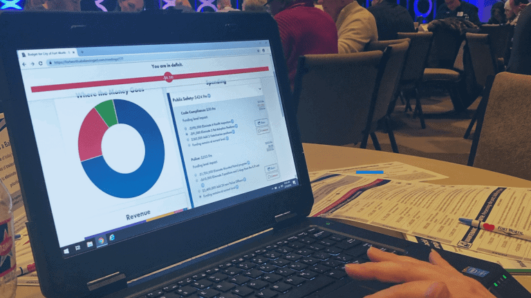 balancing act fort worth website being used on laptop
