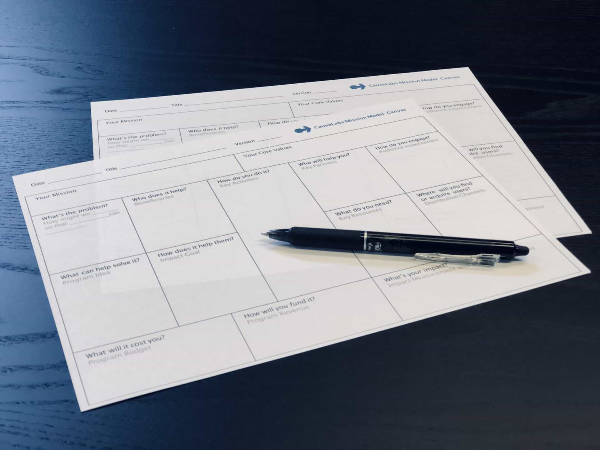 CauseLabs Mission Model Canvas worksheet