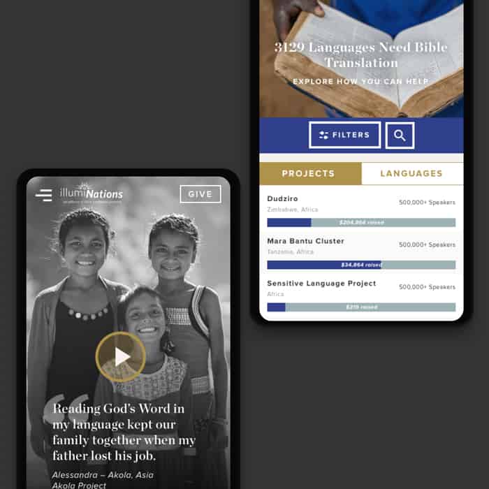 A mockup of Illuminations Website Design on a smartphone