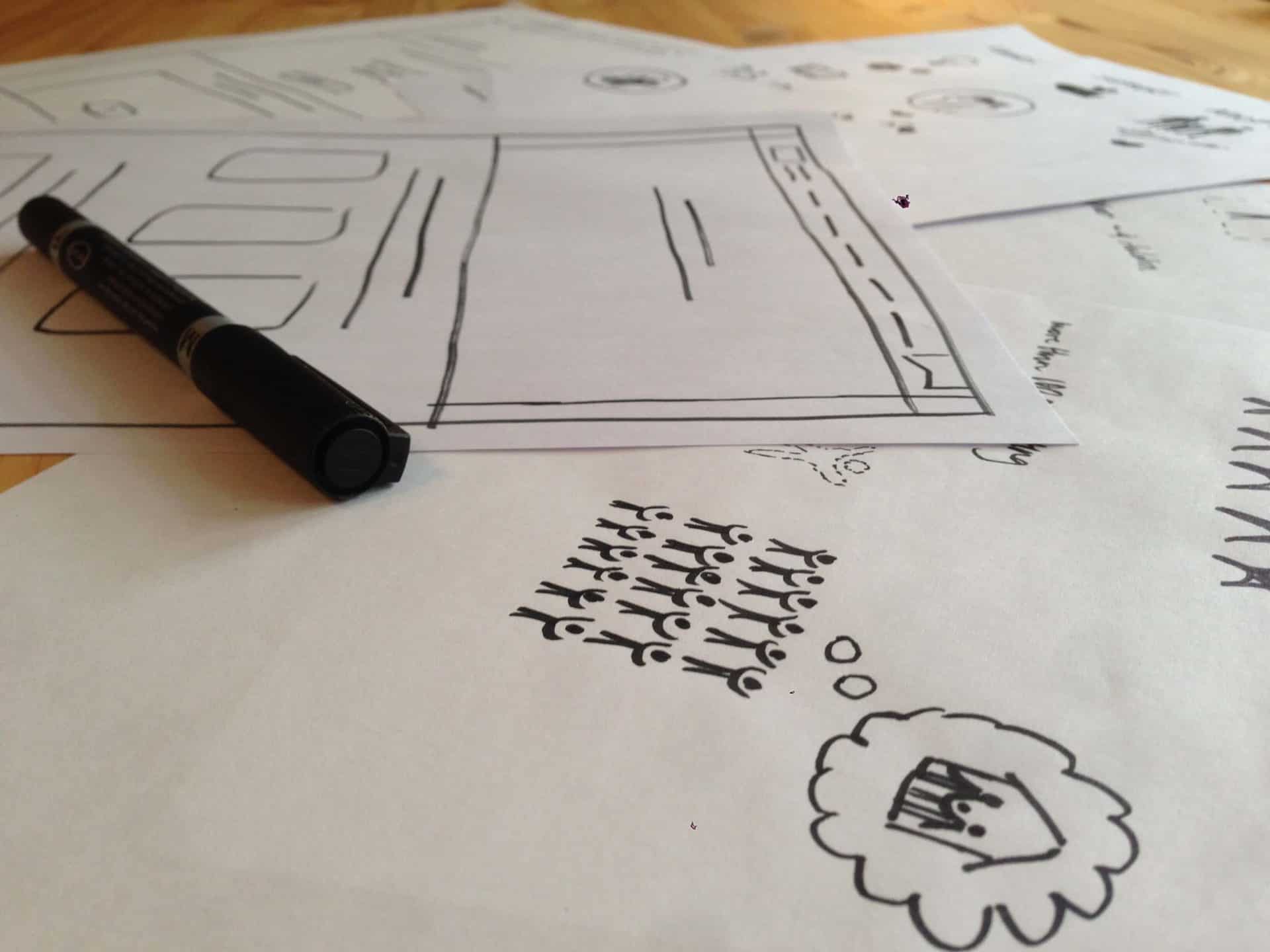 A prototype drawing session CauseLabs did with DTFA for their website redesign