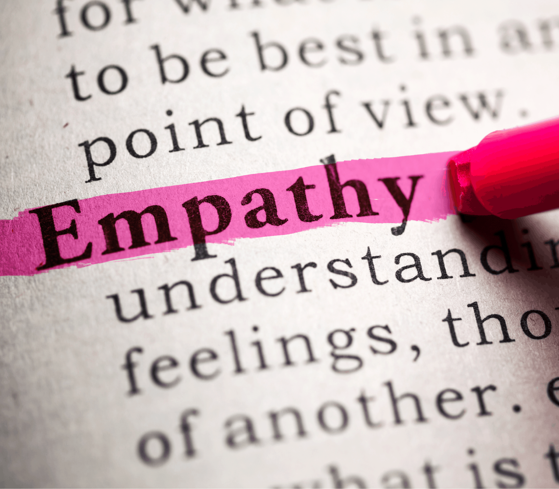 The word Empathy being highlighted in a book.