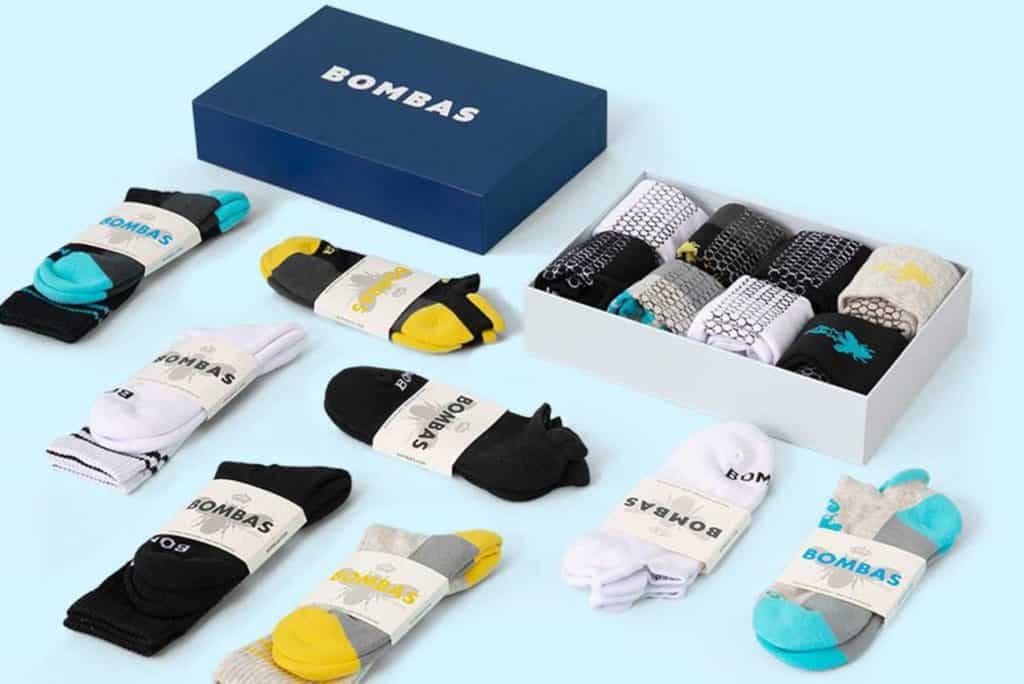 Bombas socks laid out on a table