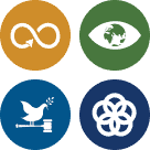 4 SDG logos - responsible production and consumption, climate action, peace and justice, and partnerships for the goals