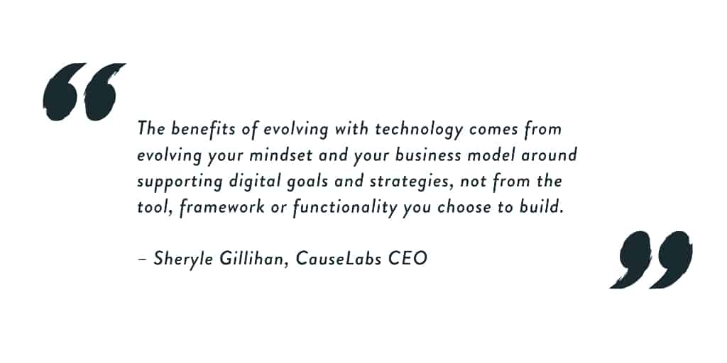 Impact Technology pull-quote from the Voyage Dallas interview with CauseLabs CEO, Sheryle Gillihan.