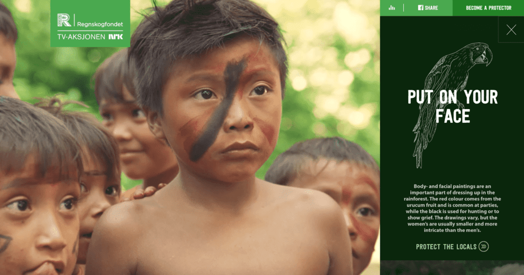 A  group of boys with body and facial painting shown at Save the Rainforest’s