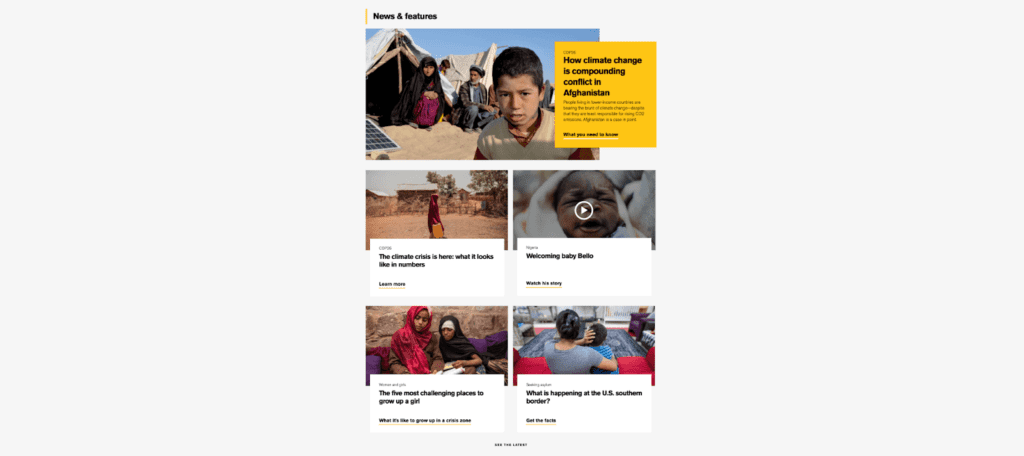 Various post shown in the news and features available at International Rescue Committee and a top of the news is How climate change is compounding conflict in Afghanistan