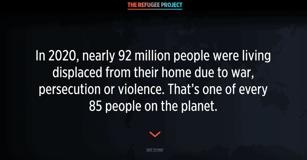 2020 refugee statistics displayed at The Refugee's Home Page 