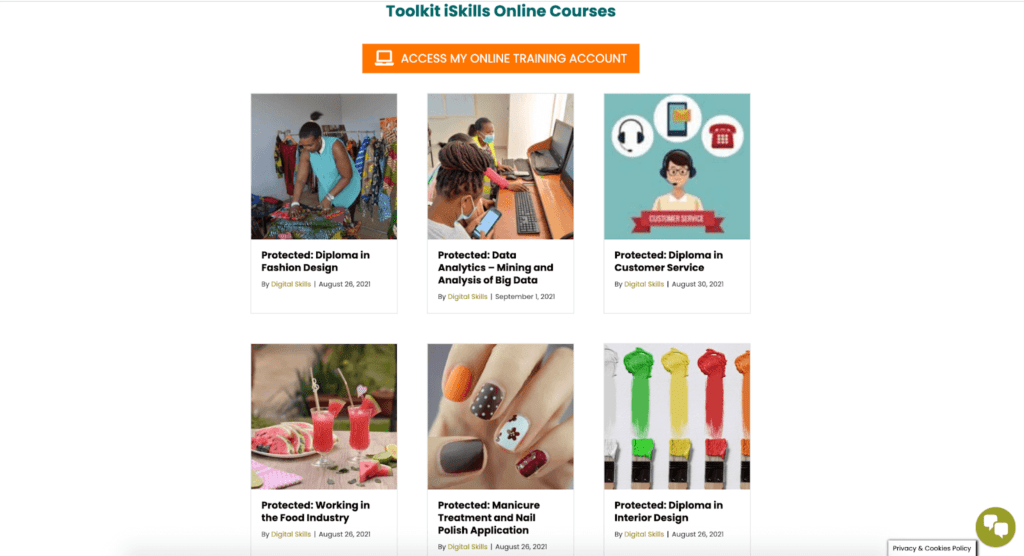 Various online courses such as fashion design, data analytics, customer service, and etc. available at Toolkit iSkills