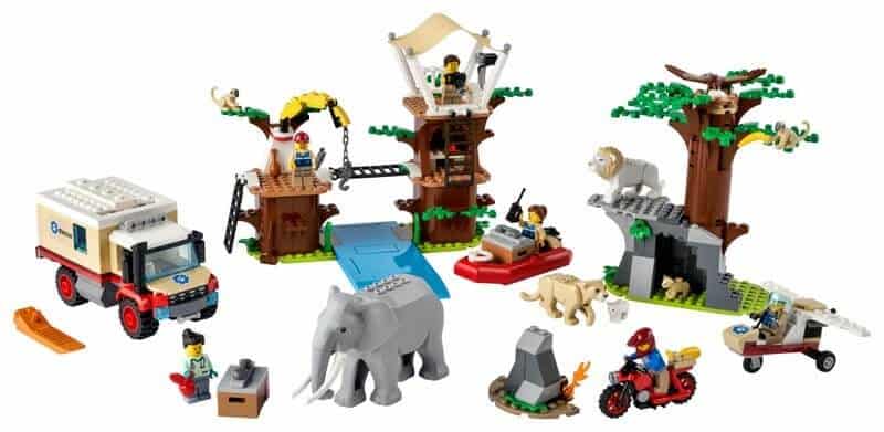  Wildlife Rescue Camp with piece of different animals, vehicles, trees, and humans from LEGO