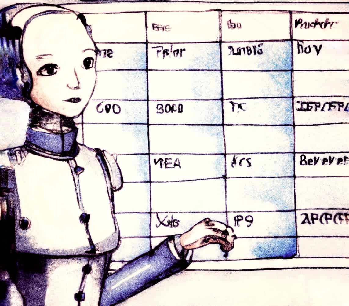 a whiteboard with an abstract maintenance schedule