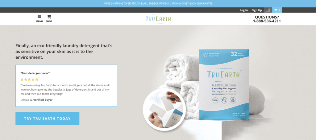 TruEarth Laundry Detergent Sheets - Values-Based Giving for Eco-Friendly Values.