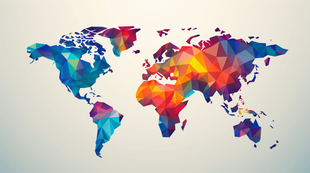 Image of a world map using low poly styles representing how SEO can help you reach the world.