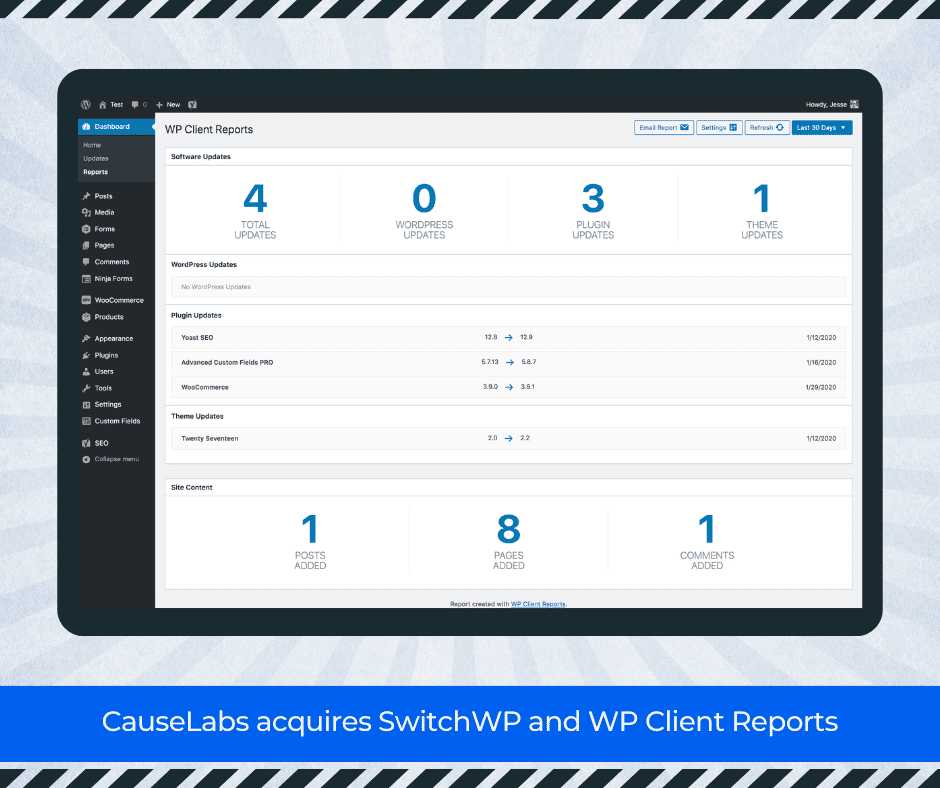 CauseLabs acquires SwitchWP and WP Client Reports - Announcement Graphic