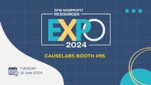 CauseLabs Sponsors DFW Nonprofit Resources Expo. Event banner to visit booth #95.