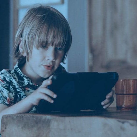 A boy on a tablet