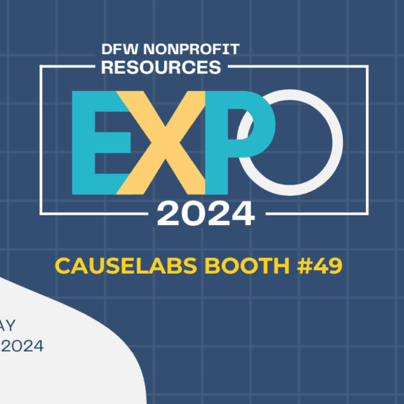 CauseLabs Sponsors DFW Nonprofit Resources Expo. Event banner to visit booth #49.