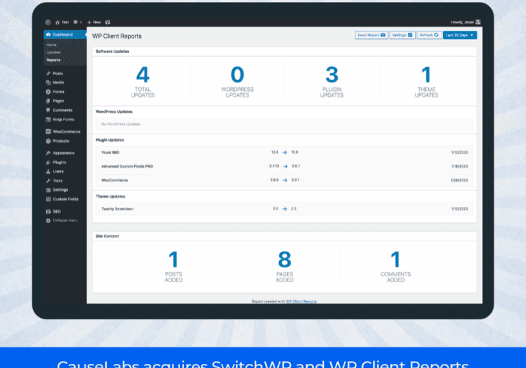CauseLabs acquires SwitchWP and WP Client Reports - Announcement Graphic