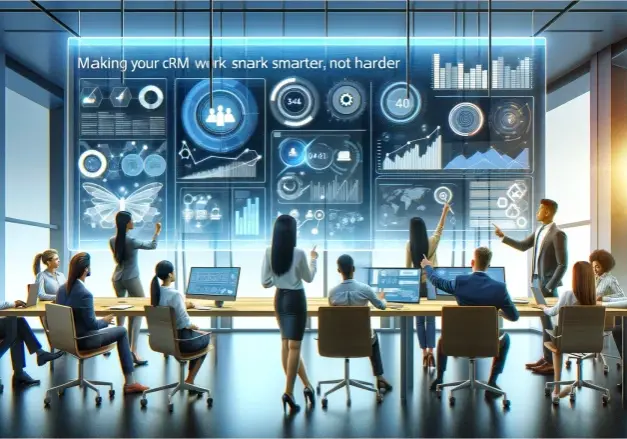 A team evaluating the reports while improving their CRM efficiency.
