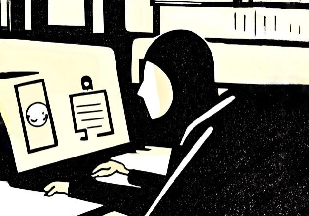 AI drawing of a hacker on a computer