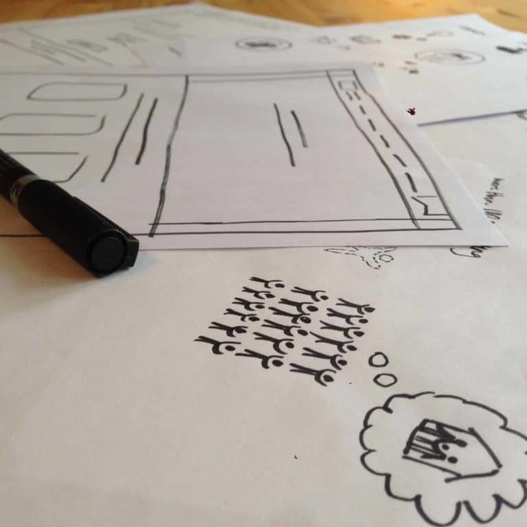 A prototype drawing session CauseLabs did with DTFA for their website redesign