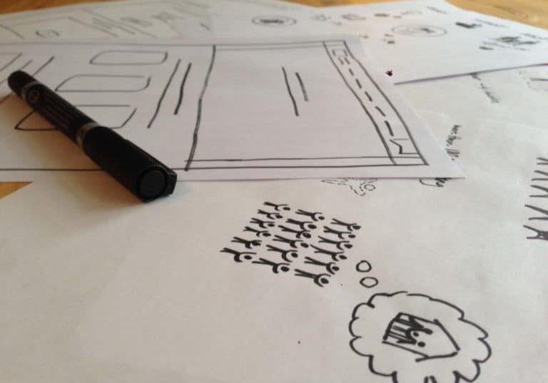 A prototype drawing session CauseLabs did with DTFA for their website redesign