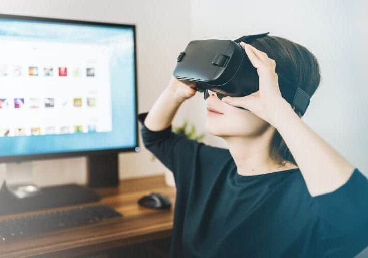 A women using a VR headset