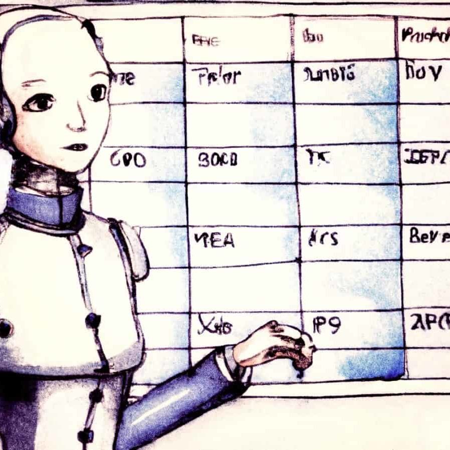 a whiteboard with an abstract maintenance schedule