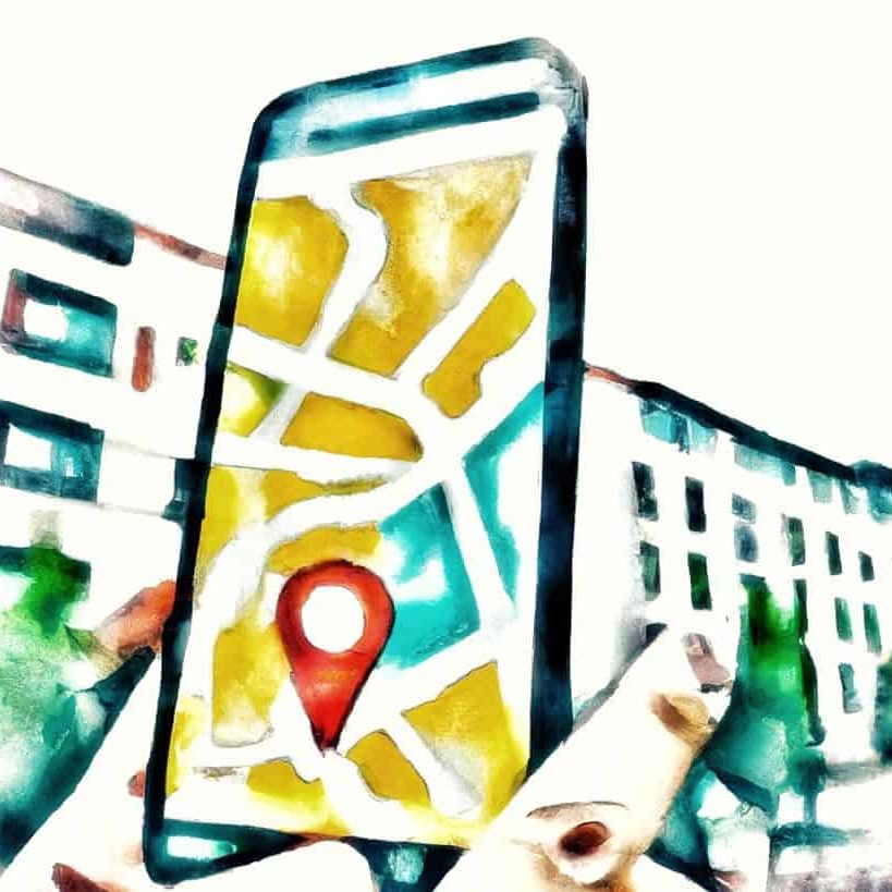 abstract map and a location pinpoint on a smartphone