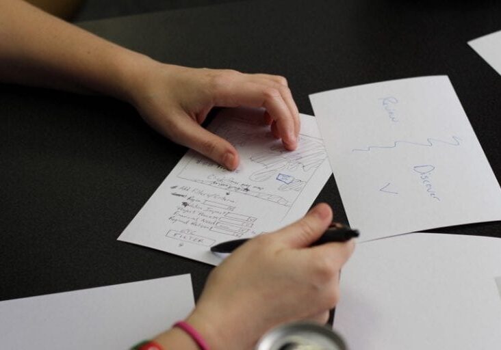 A person looking a notes after rapid prototyping